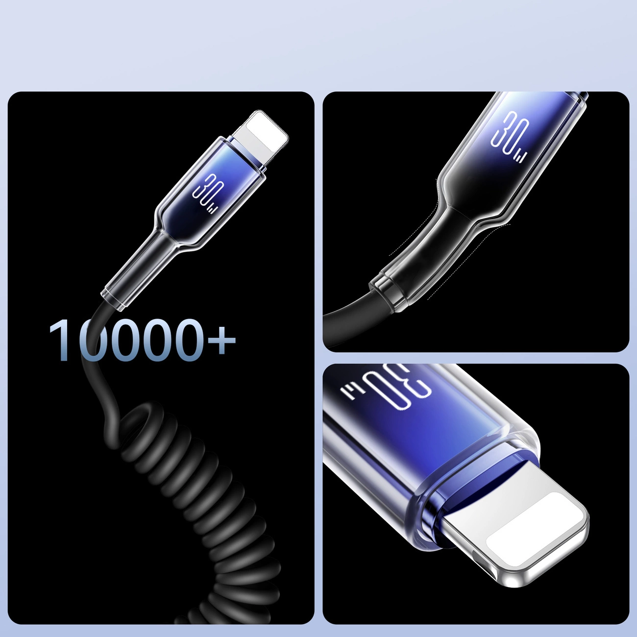USB-C till Lightning Data- och Laddningskabel Joyroom S-A43 Crystal, 30W, 1.5m, Svart