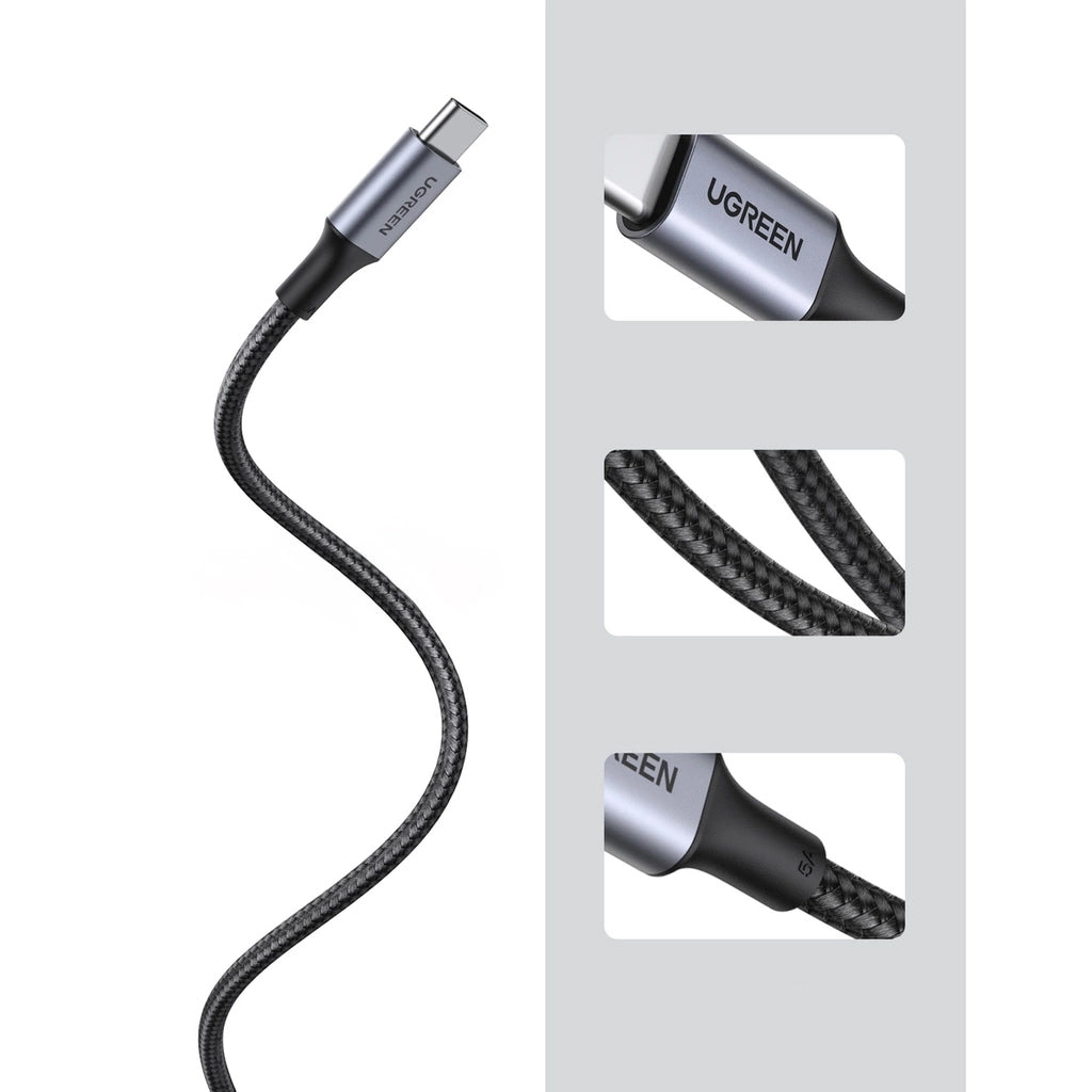USB-C till USB-C data- och laddningskabel UGREEN US316, 100W, 0.5m, Grå