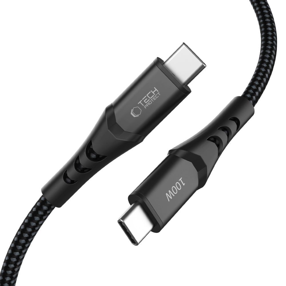 USB-C Data- och laddningskabel - USB-C Tech-Protect UB11T Ultraboost, 100W, 2m, Svart