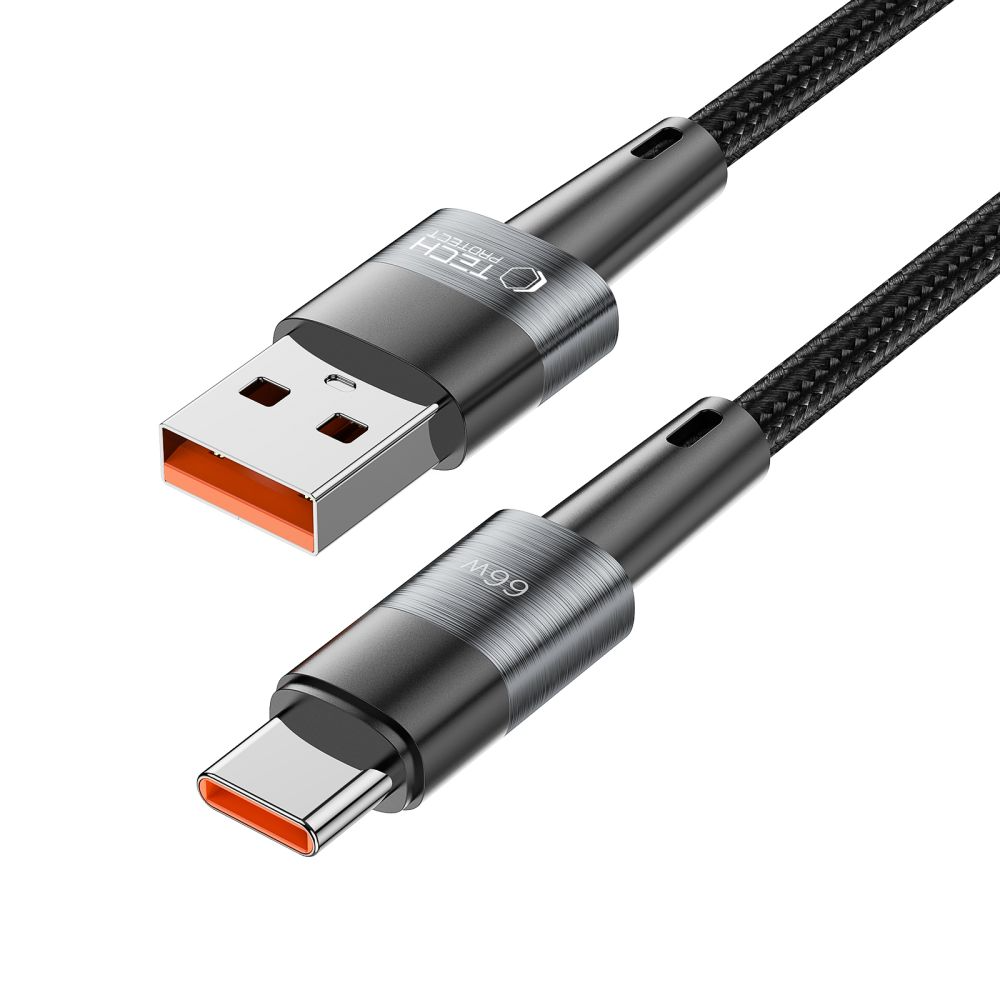 USB-A till USB-C data- och laddningskabel Tech-Protect Ultraboost, 66W, 0,5m, Grå