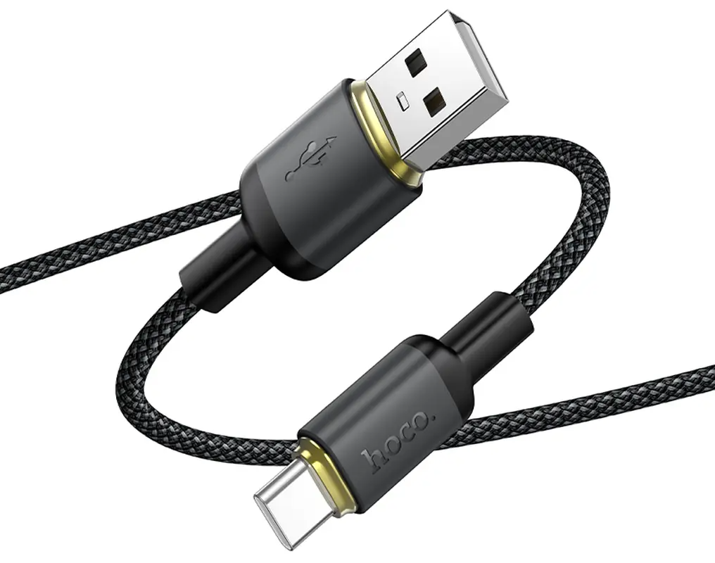 USB-A till USB-C datakabel och laddningskabel HOCO X128 Benefit, 36W, 1m, svart