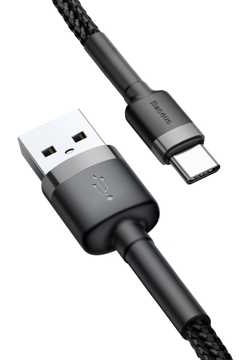 USB-A till USB-C data- och laddningskabel Baseus Cafule, 60W, 1m, Grå CATKLF-BG1