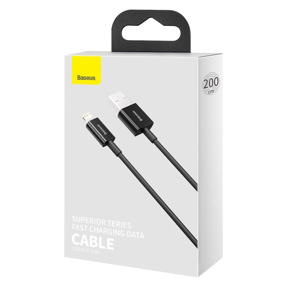 USB-A till Lightning data- och laddningskabel Baseus Superior Series, 20W, 2m, svart CALYS-C01