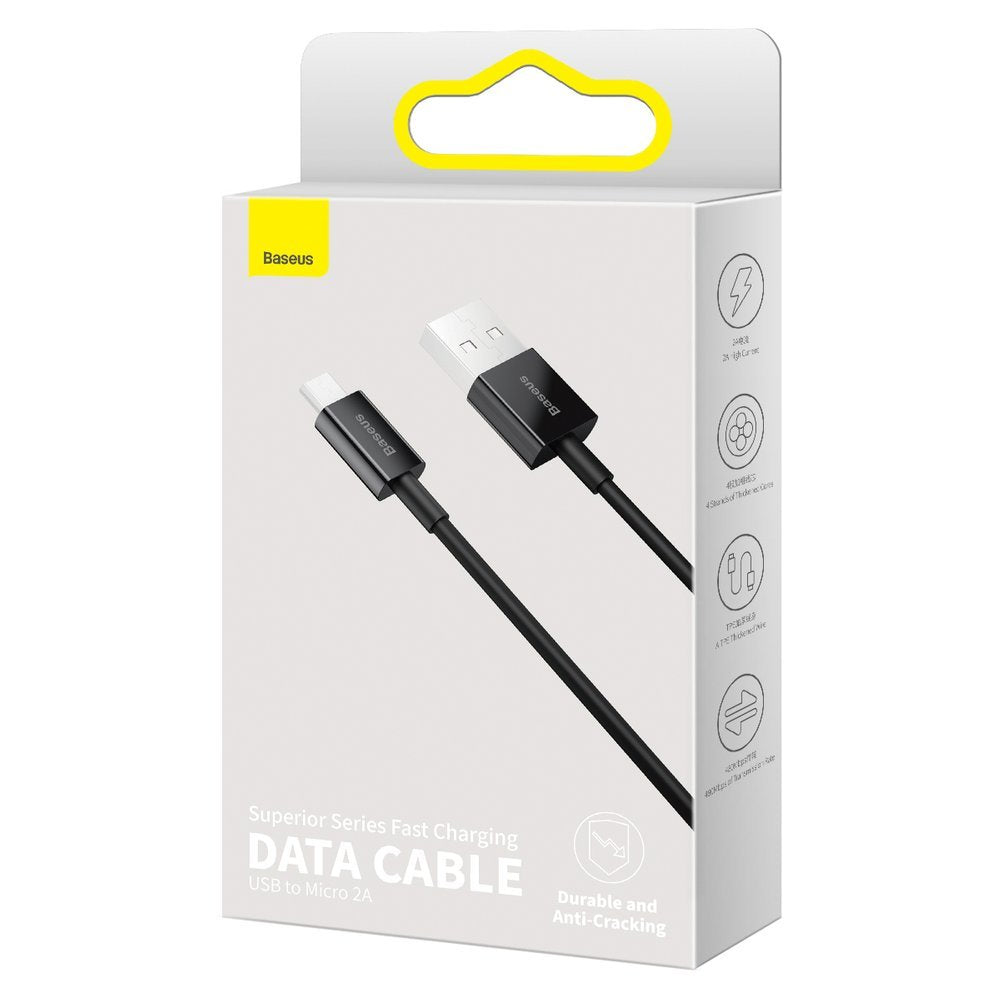Data- och laddningskabel USB-A - microUSB Baseus Superior Series, 18W, 1m, svart CAMYS-01