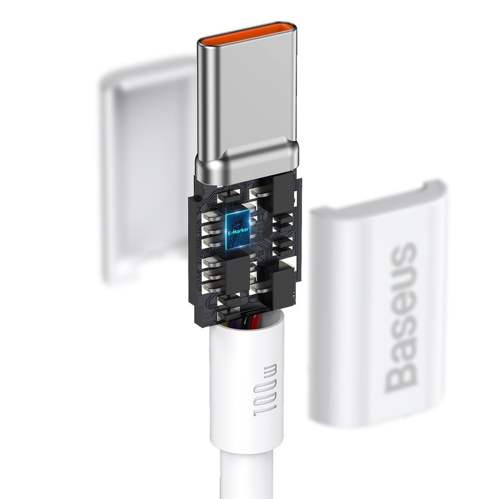 USB-C Data- och laddningskabel - USB-C Baseus Superior Series, 100W, 2m, Vit CATYS-C02