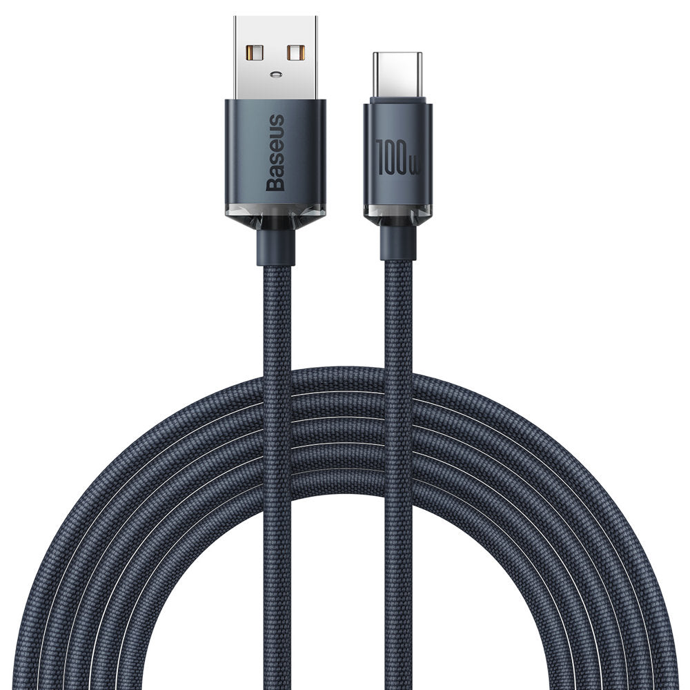 USB-A till USB-C Baseus Crystal Shine Series data- och laddningskabel, 100W, 2m, svart CAJY000501 CAJY000501