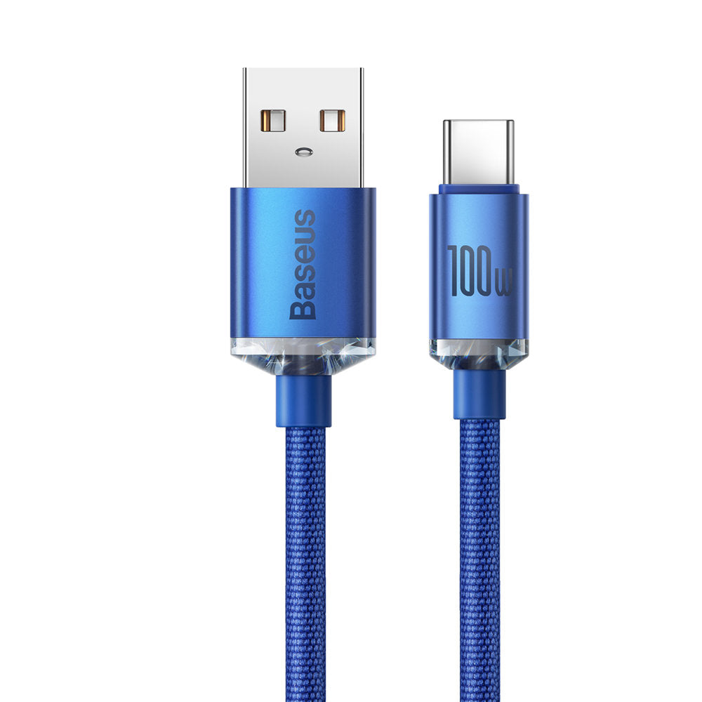 USB-A till USB-C Baseus Crystal Shine Series data- och laddningskabel, 100W, 2m, blå CAJY000503