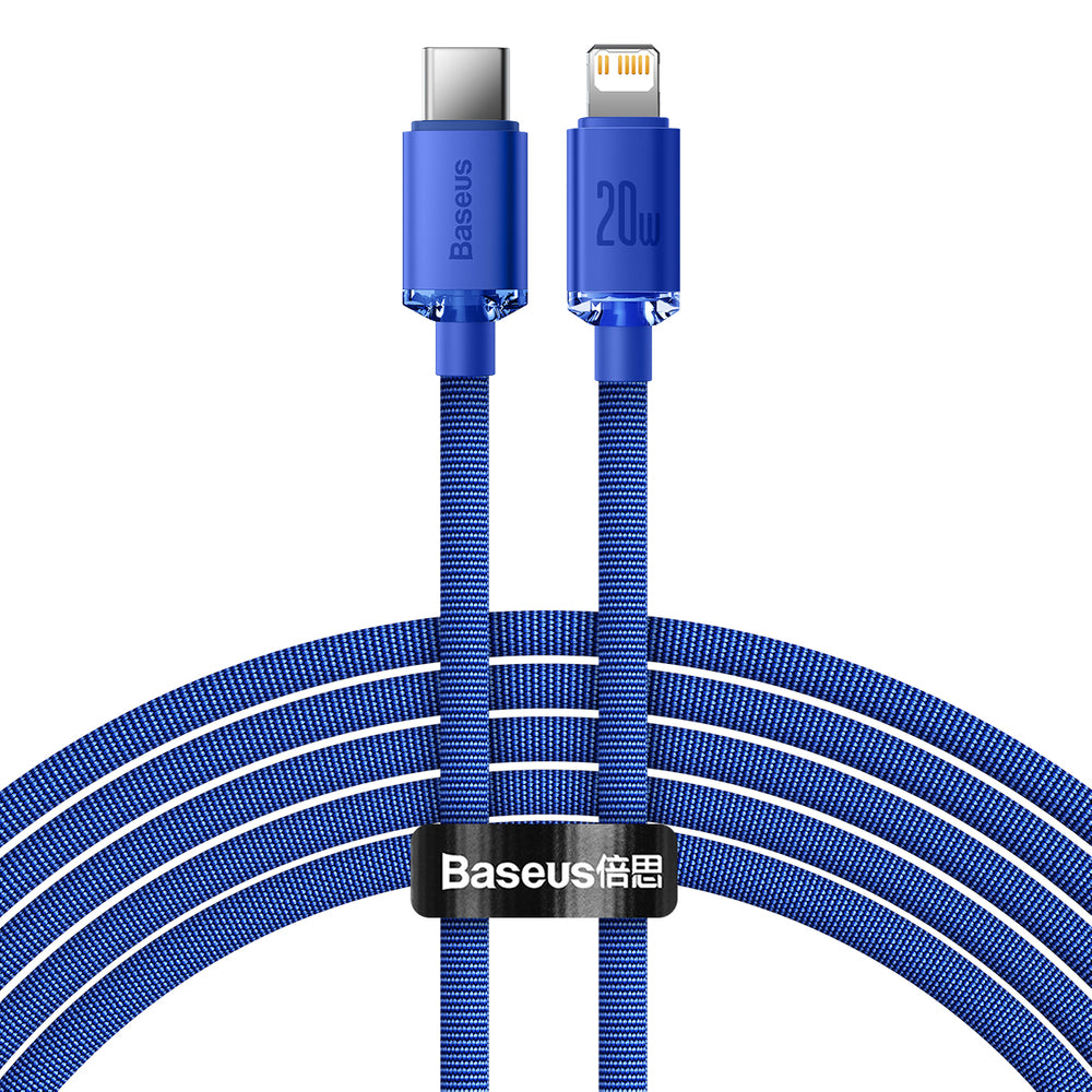 Baseus Crystal Shine Series USB-C - Lightning Data and Charging Cable, 20W, 2m, Blue CAJY000303