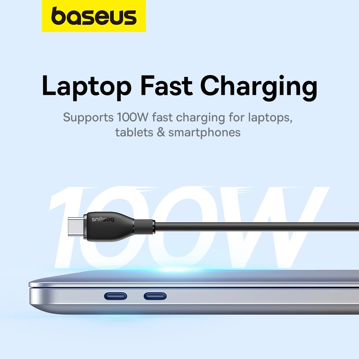 USB-C - USB-C Data- och Laddningskabel Baseus Pudding, 100W, 2m, Svart P10355702111-01
