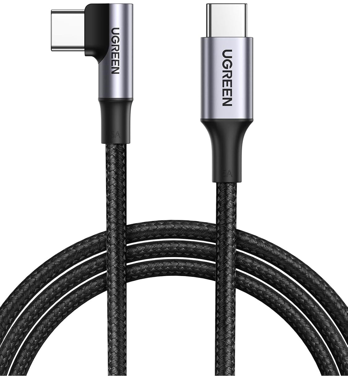 USB-C Data- och laddningskabel - USB-C UGREEN US334 Vinklad, 100W, 1m, Svart