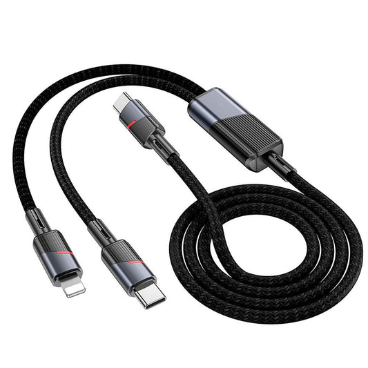 USB-C - Lightning / USB-C HOCO U139 2in1 data- och laddningskabel, 100W, 1.2m, Svart