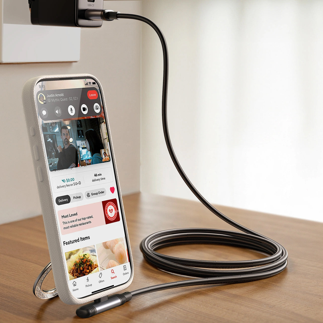USB-C till USB-C data- och laddningskabel Joyroom S-A56 EnjoyX Angled, 60W, 1.2m, Svart