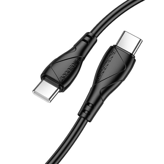 USB-C till USB-C data- och laddningskabel Borofone BX121 Energy, 60W, 1m, Svart