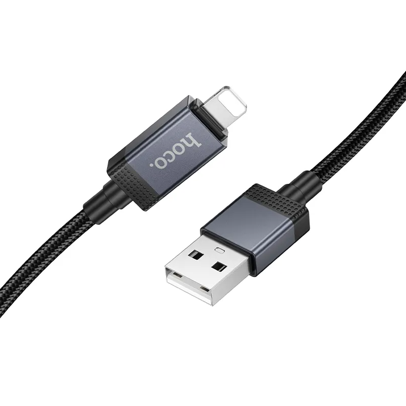 Data- och laddningskabel USB-A - Lightning HOCO X118 Display, 12W, 1m, Svart