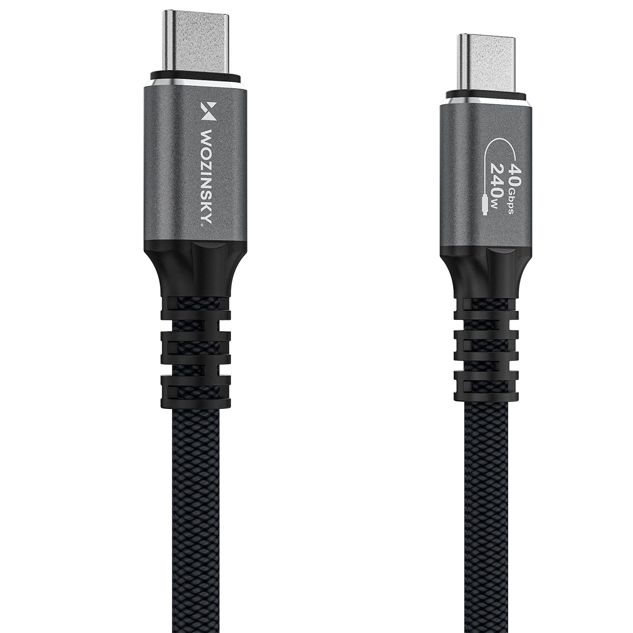 USB-C till USB-C Data- och Laddningskabel WZK WPS-UY42S, 240W, 2m, Svart