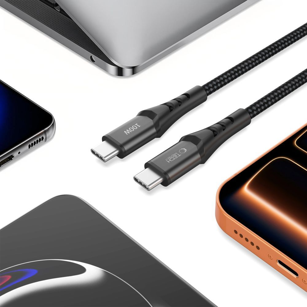 USB-C Data- och laddningskabel - USB-C Tech-Protect UB11T Ultraboost, 100W, 2m, Svart