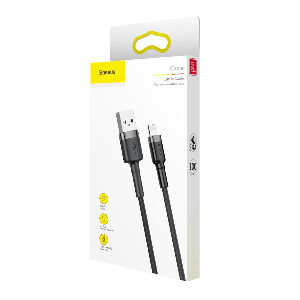 Data and Charging Cable USB-A - Lightning Baseus Cafule, 18W, 1m, Gray CALKLF-BG1