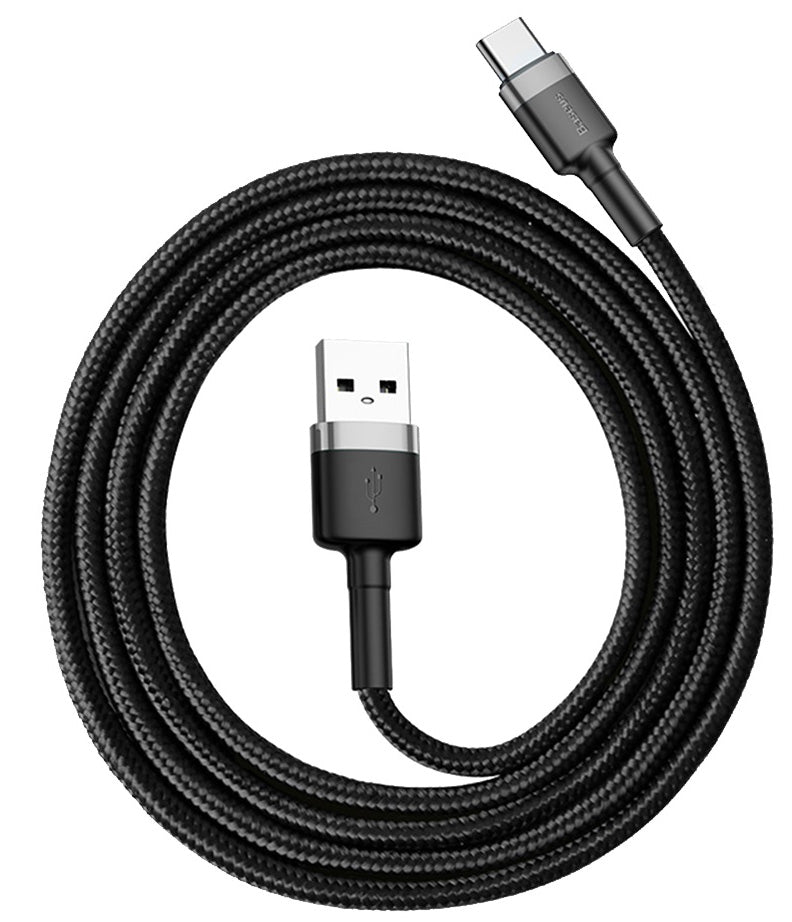 USB-A till USB-C data- och laddningskabel Baseus Cafule, 60W, 1m, Grå CATKLF-BG1