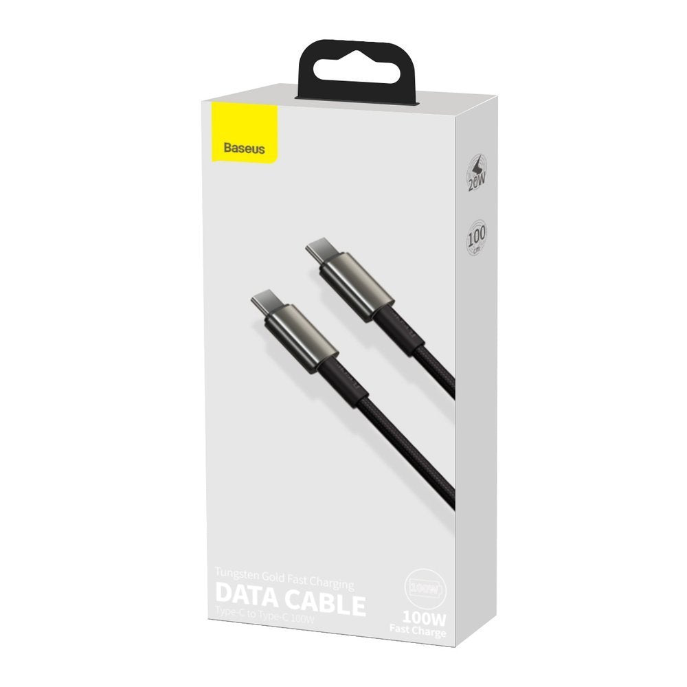 USB-C data- och laddningskabel - USB-C Baseus Tungsten Baseus Tungsten Gold, 100W, 1m, svart CATWJ-01 CATWJ-01