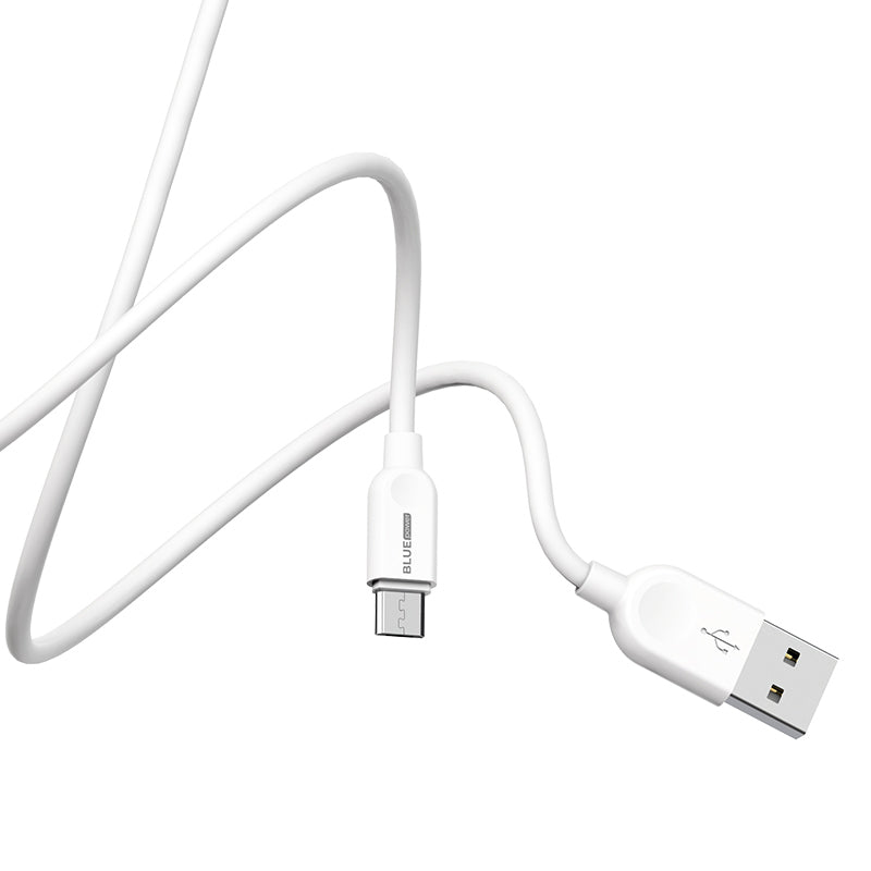Data- och laddningskabel från USB-A till microUSB BLUE Power BM2BX14 LinkJet, 18W, 2m, Vit