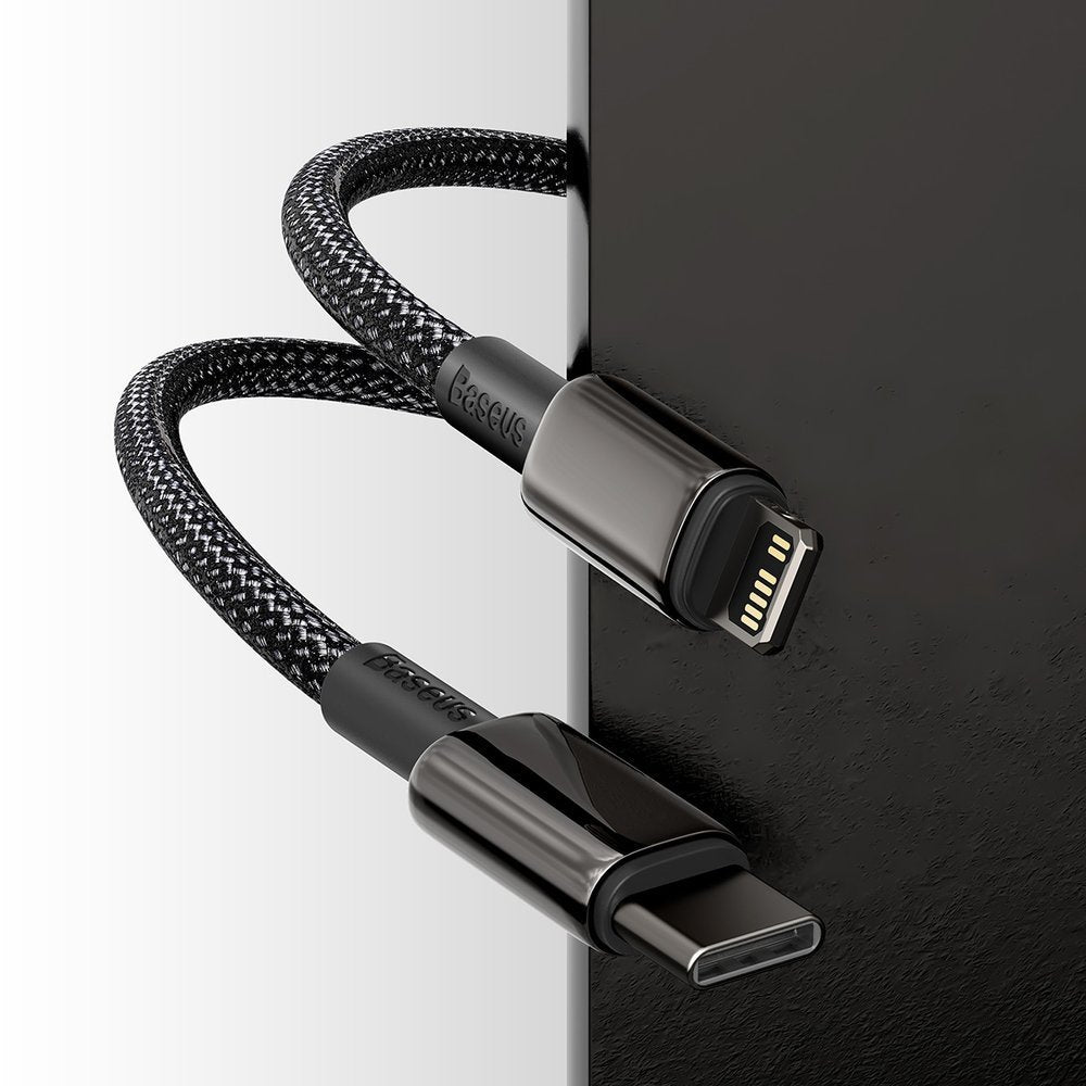 Data- och laddningskabel USB-C - Lightning Baseus Tungsten Tungsten Gold, 20W, 1m, svart CATLWJ-01 CATLWJ-01