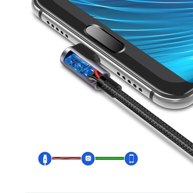 Data- och laddningskabel USB-A till USB-C UGREEN US284 Angled, 18W, 1m, Grå