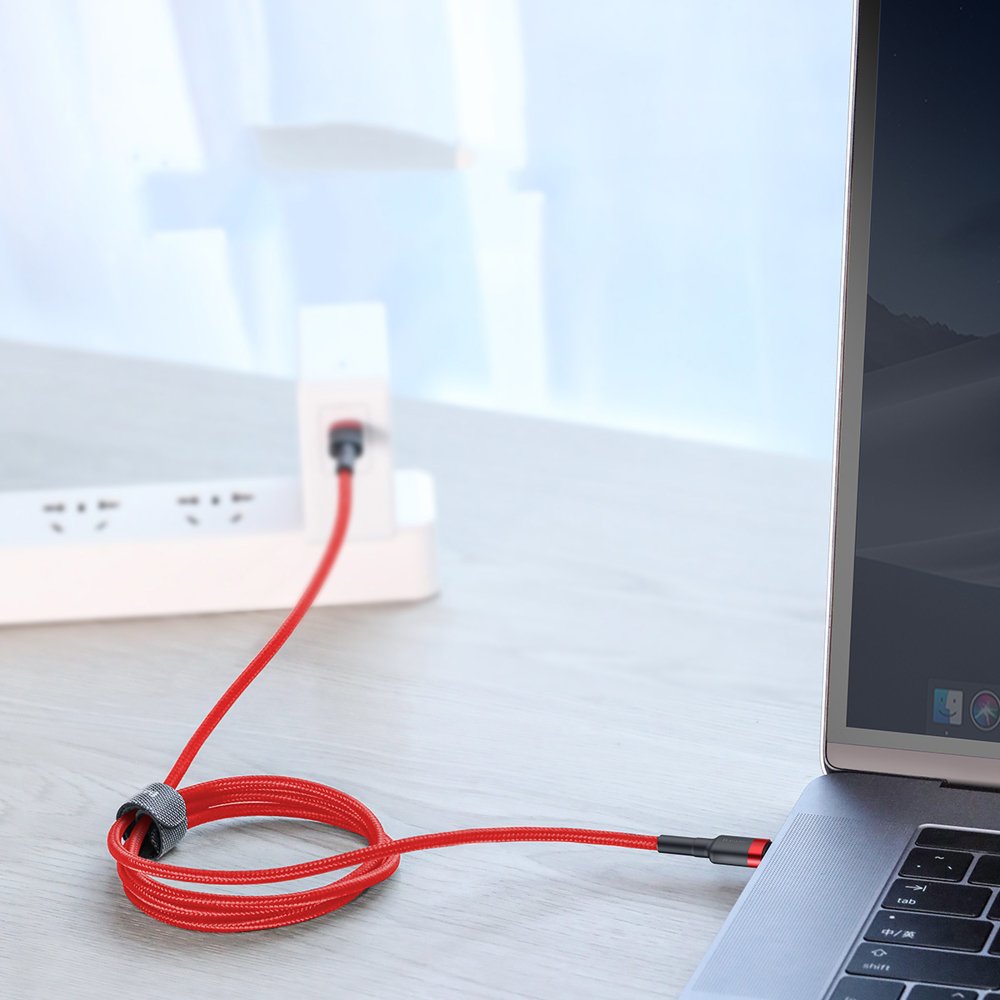 USB-C data- och laddningskabel - USB-C Baseus Cafule, 60W, 2m, Röd CATKLF-H09