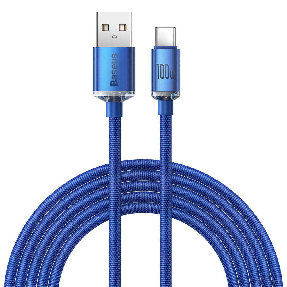 USB-A till USB-C Baseus Crystal Shine Series data- och laddningskabel, 100W, 2m, blå CAJY000503