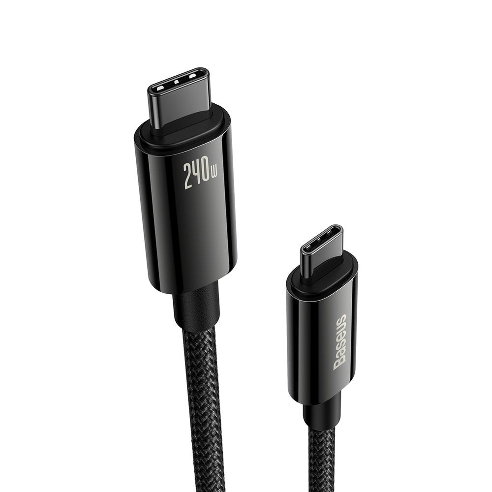 USB-C data- och laddningskabel - USB-C Baseus Tungsten Gold, 240W, 2m, svart CAWJ04010101