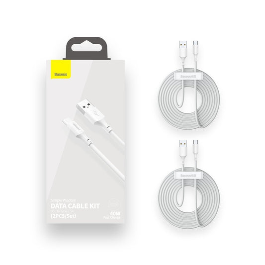 USB-A till USB-C Baseus data- och laddningskabel, 40W, 1,5m, vit TZCATZJ-02