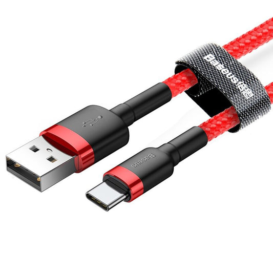 Data- och laddningskabel USB-A - USB-C Baseus Cafule, 18W, 2m, Röd CATKLF-C09