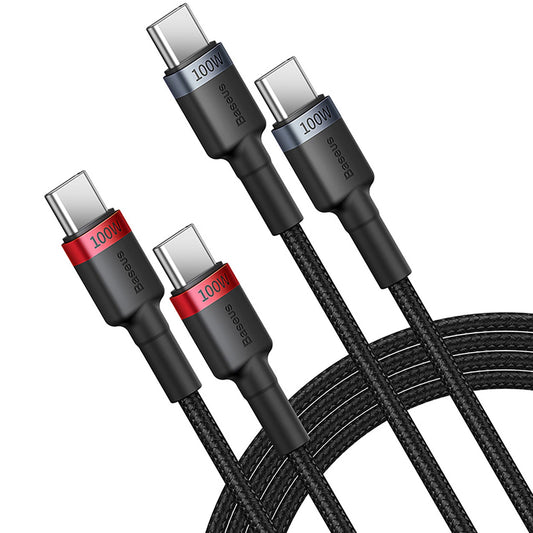 USB-C data- och laddningskabel - USB-C Baseus Cafule, 100W, 1m, röd, uppsättning om 2 delar