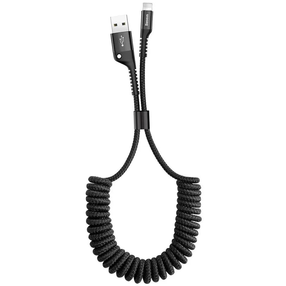 Data- och laddningskabel USB-A - Lightning Baseus Fish Eye Spring, 18W, 1m, svart CALSR-01 CALSR-01