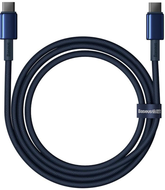 USB-C till USB-C Data- och Laddningskabel Baseus Tungsten Gold, 100W, 2m, Marinblå P10319800321-04