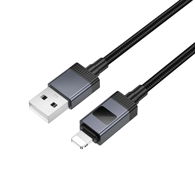 Data- och laddningskabel USB-A - Lightning HOCO X118 Display, 12W, 1m, Svart