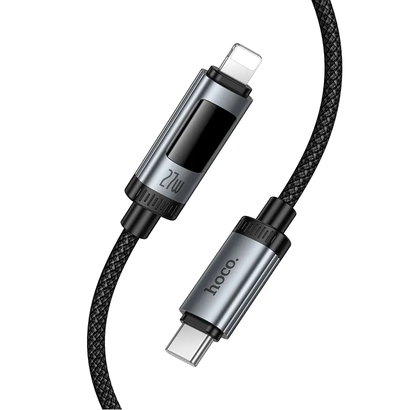 USB-C - Lightning Data- och Laddningskabel HOCO Display U148, 27W, 1.2m, Svart