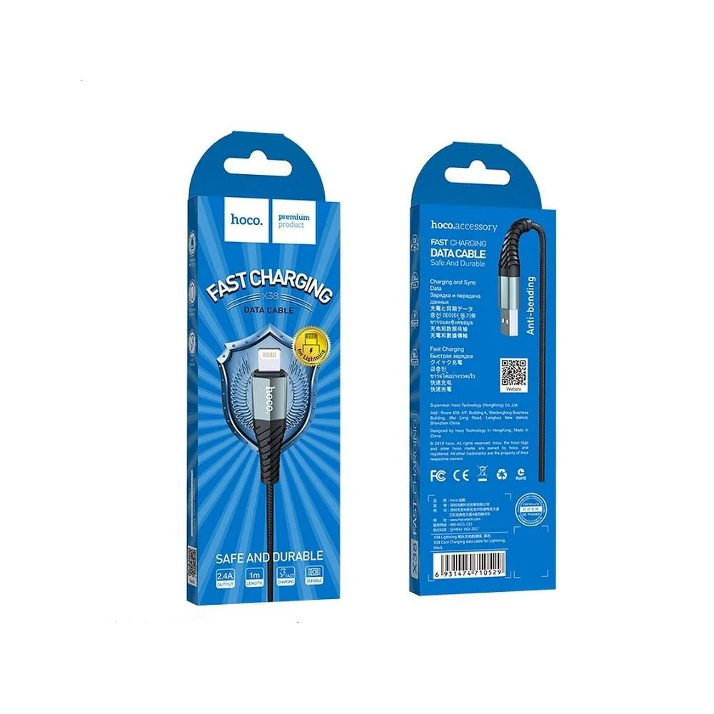 Data- och laddningskabel USB-A - Lightning HOCO X38 Cool, 18W, 1m, svart