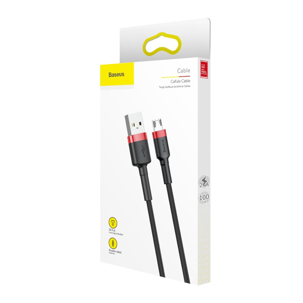 Data- och laddningskabel USB-A - microUSB Baseus Cafule, 18W, 1m, Röd CAMKLF-B91