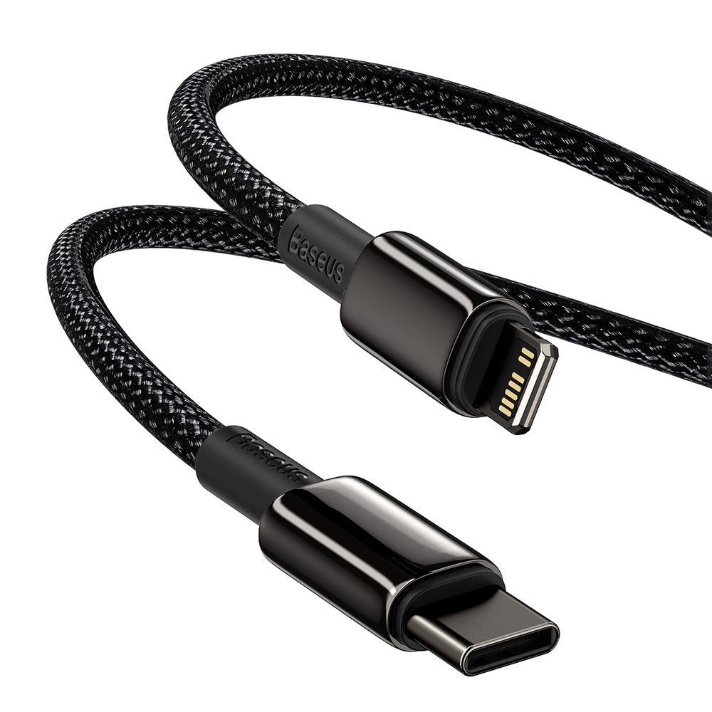 Data- och laddningskabel USB-C - Lightning Baseus Tungsten Tungsten Gold, 20W, 1m, svart CATLWJ-01 CATLWJ-01