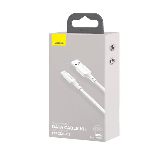 USB-A till USB-C Baseus data- och laddningskabel, 40W, 1,5m, vit TZCATZJ-02