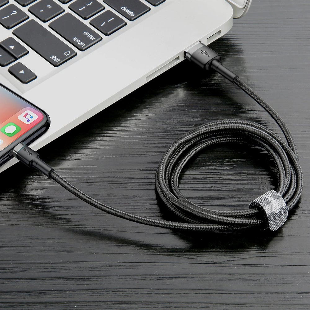 Data- och laddningskabel USB-A - Lightning Baseus Cafule, 18W, 0.5m, Grå CALKLF-AG1