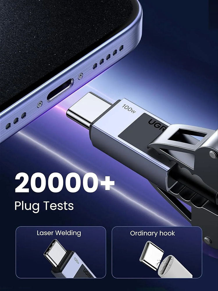 USB-C - USB-C Data- och Laddningskabel UGREEN L512, 100W, 0.5m, Grå