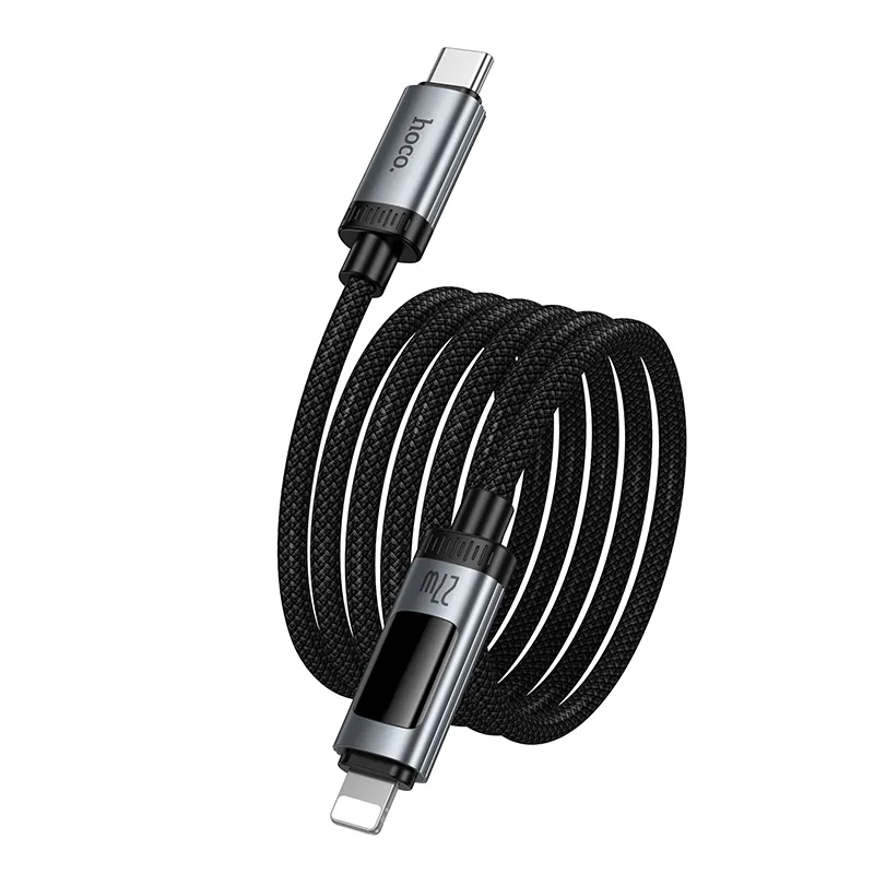 USB-C - Lightning Data- och Laddningskabel HOCO Display U148, 27W, 1.2m, Svart