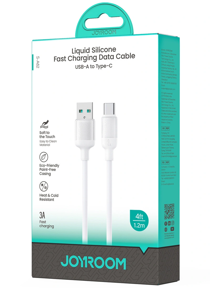 USB-A till USB-C data- och laddningskabel Joyroom S-A62 Lively, 18W, 1,2m, vit