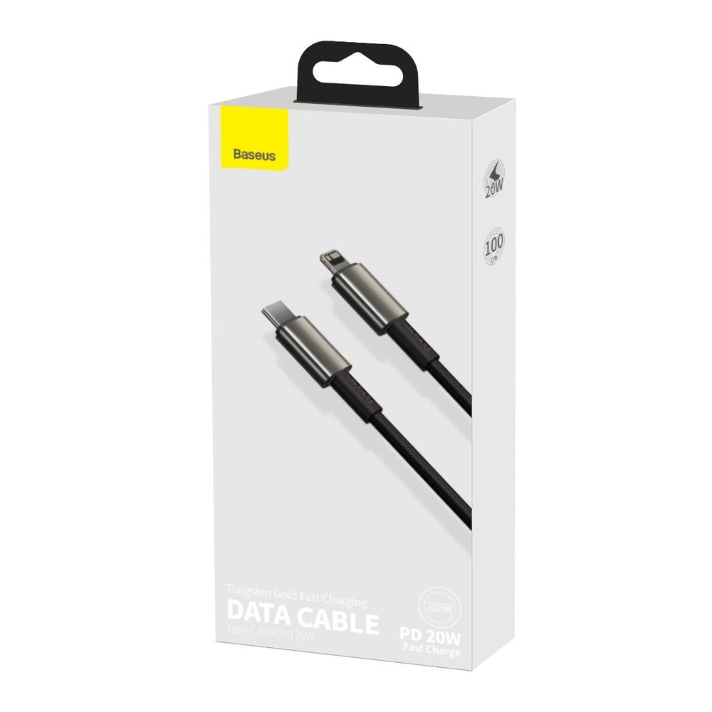Data- och laddningskabel USB-C - Lightning Baseus Tungsten Tungsten Gold, 20W, 1m, svart CATLWJ-01 CATLWJ-01