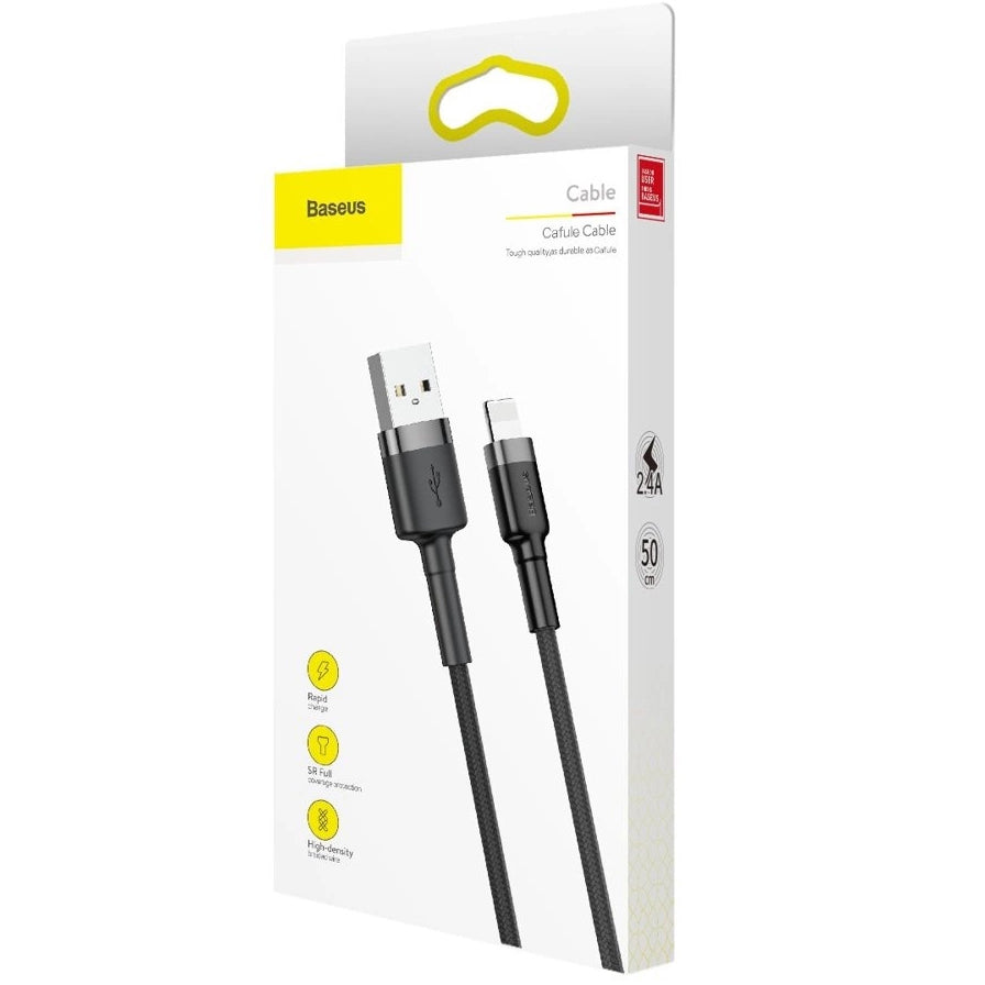 Data- och laddningskabel USB-A - Lightning Baseus Cafule, 18W, 0.5m, Grå CALKLF-AG1