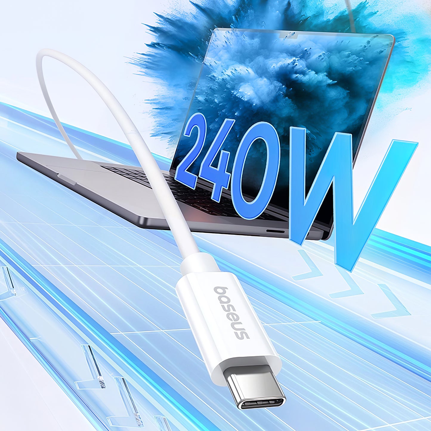 USB-C data- och laddningskabel - USB-C Baseus Superior Series 2, 240W, 1m, vit P10365200211-02
