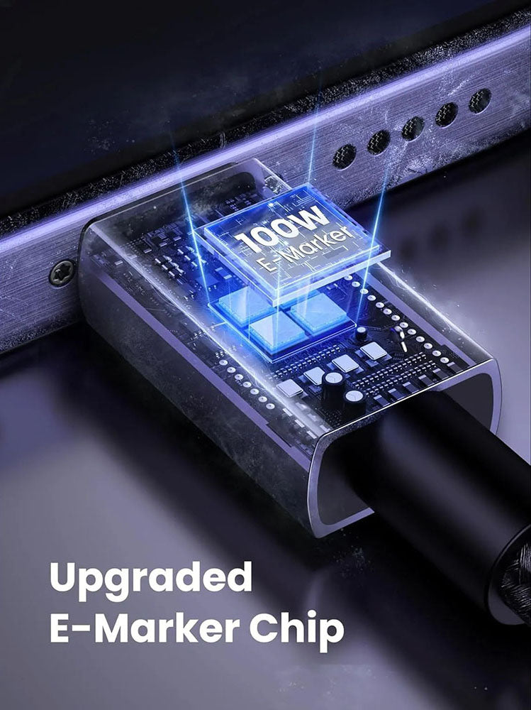 USB-C - USB-C Data- och Laddningskabel UGREEN L512, 100W, 0.5m, Grå