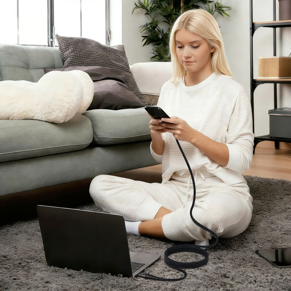USB-C Data- och laddningskabel - USB-C Tech-Protect UB11T Ultraboost, 100W, 2m, Svart