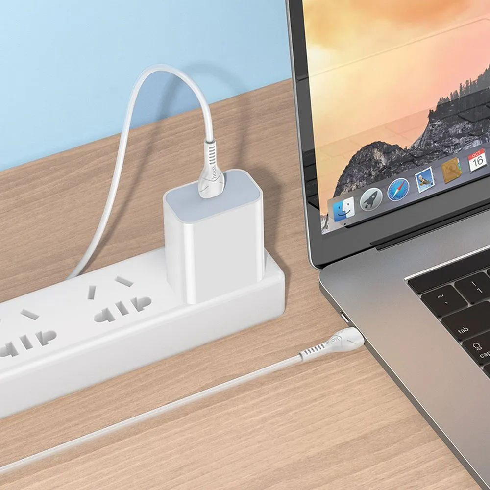USB-C till USB-C data- och laddningskabel HOCO X37, 60W, 1m, Vit